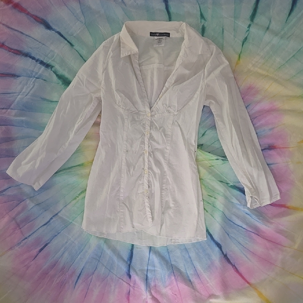 Love squares White Button-Up Women's Top